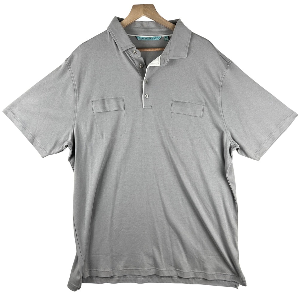 Leisure Society Polo Shirt Mens XXL Gray Short Sleeve Golf Casual